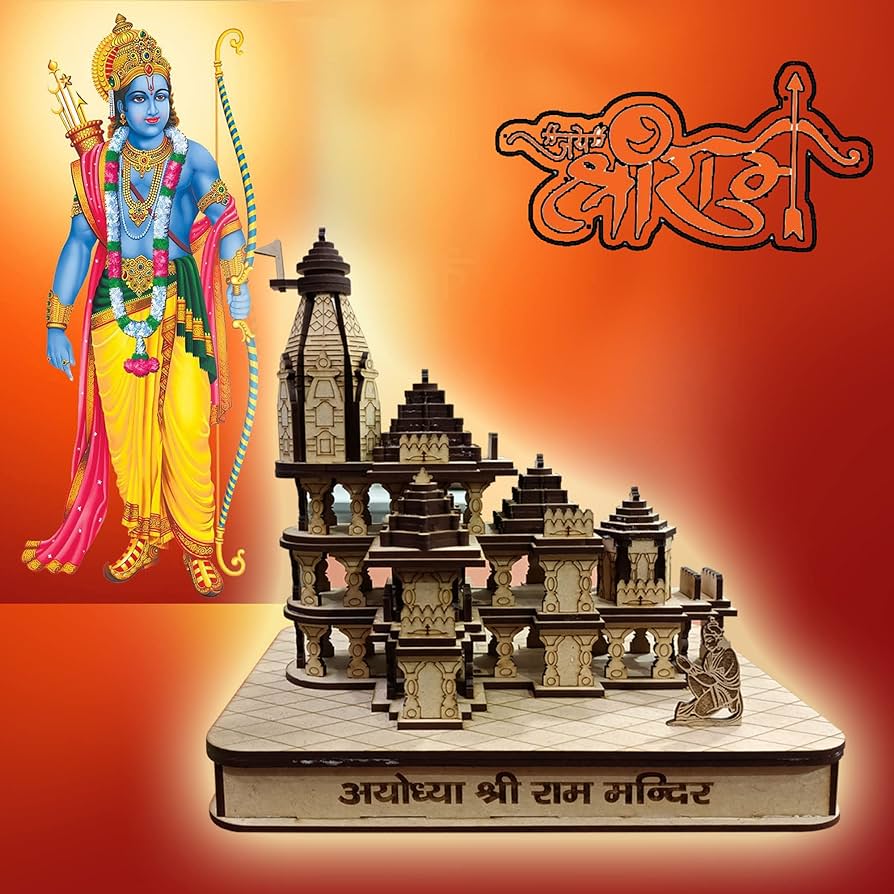 🚩🚩Ram Mandir For Your Home 🚩🚩 Decorative Showpiece Wood Temple for Gift🏹