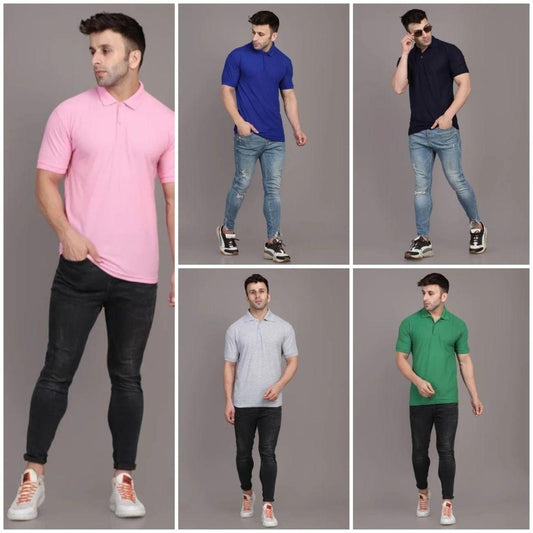 🔥HOT SALE🔥 Men's Pack Of 5 Half Sleeves Polo Neck T-shirt